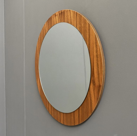 Image 1 of round wood mirror 