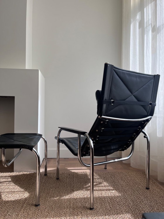 Image 1 of 3er-Set | Hans Eichenberger HE1106 Lounge-Sessel + HE1104 Hocker | Strassle | Schweizer Design aus den 1970er Jahren