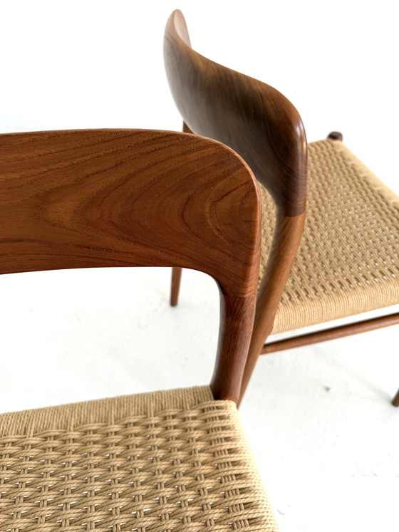 6x modèle vintage n° 75, Niels Otto Møller '60 – Chaises de salle à manger, Wood, Paper (photo 9 of 13)