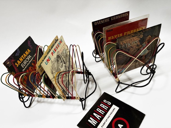 Image 1 of Rangements Vinyles Vintage • Support 45T • Métal Laqué • Scoubidou • 1950-1960