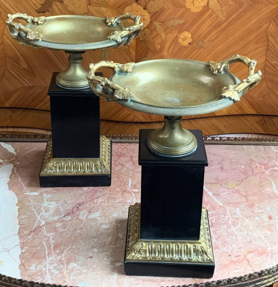 Pair of Napoleon III style vases. – Bronze, Marble (photo 7 of 7)