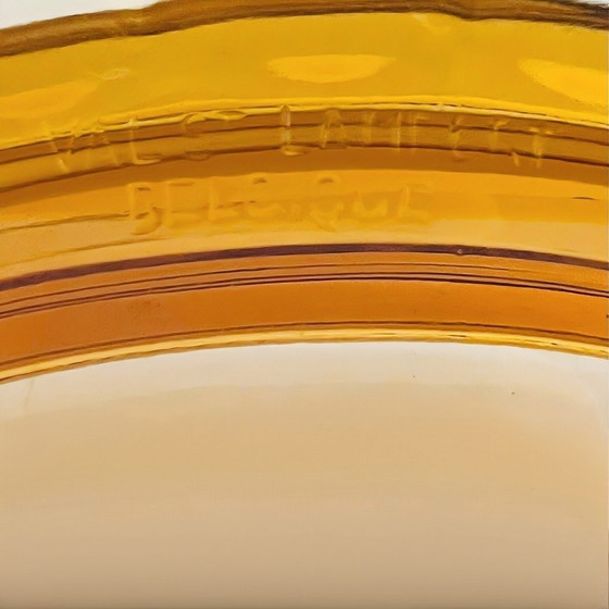 Image 1 of Antieke Art Deco Fruitschaal middenstuk Val Saint Lambert amber glas Luxval 1930's