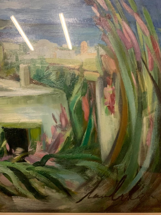 Peinture à l'huile de paysage des années 1950 sur toile par Lamberto Lamberti, Peintures et dessins (photo 3 sur 4)
