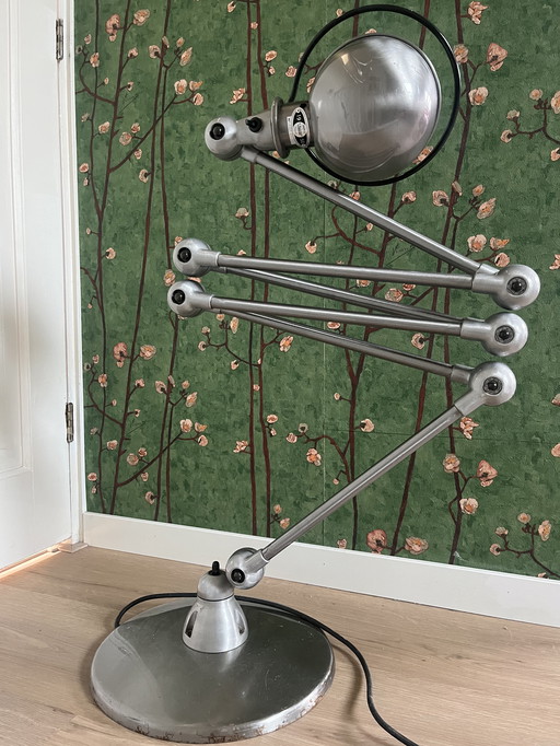Jieldé vloerlamp met 6 armen – mat zilverkleur – industrieel design