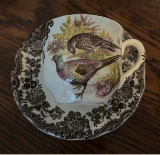 2 tasses et soucoupes de la série de jeux Royal Worcester Palissy