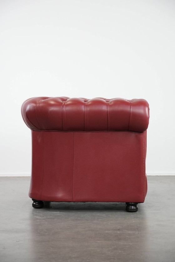 Image 1 of Set consisting of English cowhide Chesterfield 2.5 seater sofa and armchair