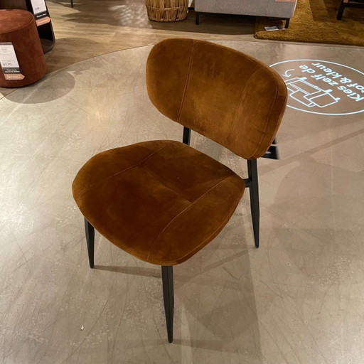 Gomba Stof Goldy Cognac Set van 4 – Pronto Wonen, eetkamerstoelen, Plastic, Textile