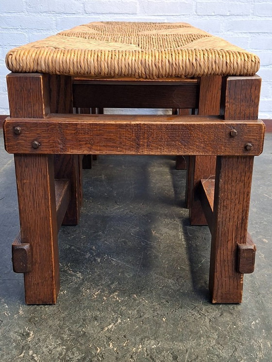 Image 1 of 3 sgabelli brutalisti con sedili in giunco