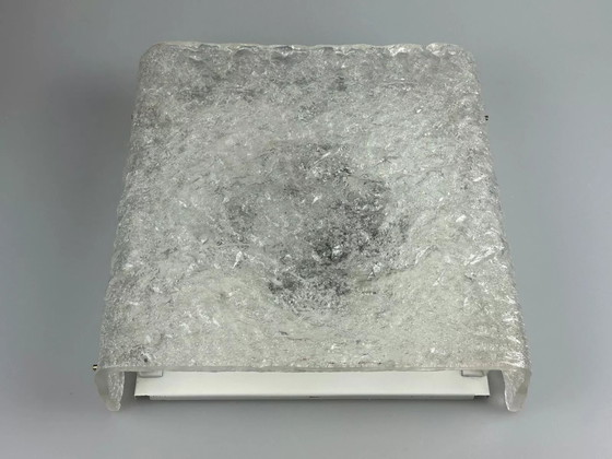 Image 1 of Lampada da soffitto in vetro ghiacciato anni '60-'70 da montare a filo di Kaiser Leuchten Germania