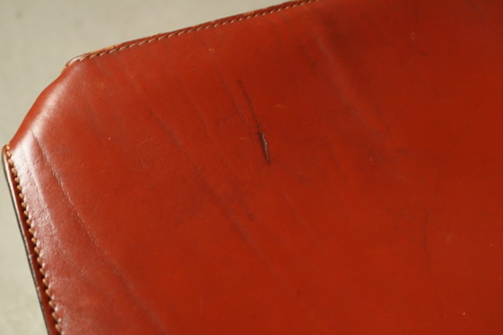 Image 1 of Set of Four CAB 412 Chairs by Mario Bellini, Red Saddle Leather, Italy