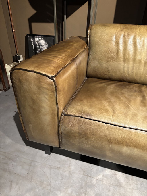Industriële Strakke Vintage Leren Bank 