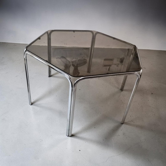 Dream Vintage Space Age Hexagon Chrome Glass Dining Table Gastone Rinaldi 1970s (photo 5 of 9)