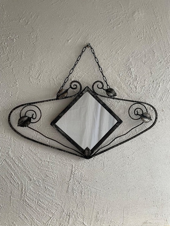 Image 1 of Espejo de hierro forjado Art Déco francés, década de 1930