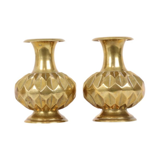 Paire de vases en laiton, motif géométrique, 15 cm – Brass (photo 13 of 13)