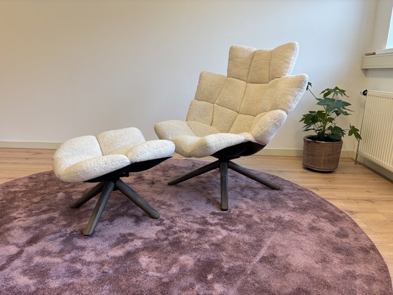 Image 1 of B&B Italia Husk Lounge-Sessel + Ottomane, Bezug Teddy Milo, 100 % Wolle