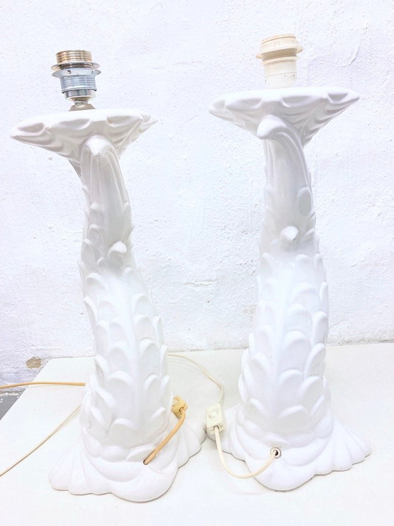 Image 1 of 2 Italian ceramic table lamps from the 1970s in the shape of fish