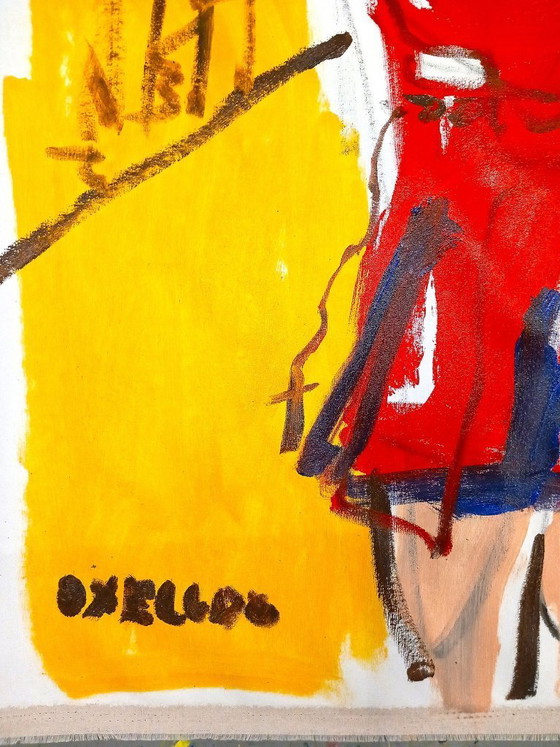 Image 1 of Monumentaal Schilderij 160x120 – "Pèlerin" van 0xec6d0 (Basquiat-stijl) COA