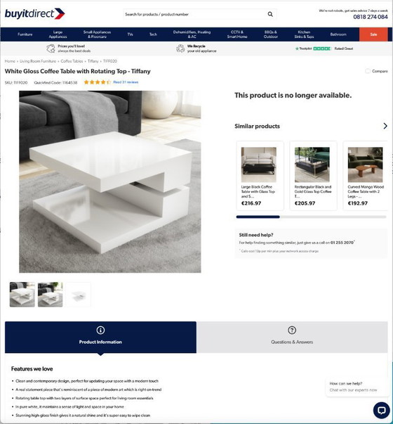 Image 1 of Swivel white/black high gloss coffee table