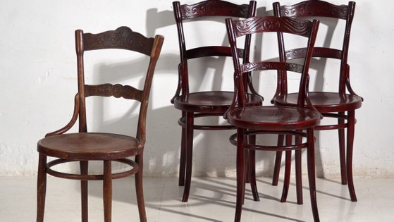 Antique set of 4 bentwood Thonet chairs – Central Europe, circa 1900 – Dining chairs, Metal (photo 3 of 40)