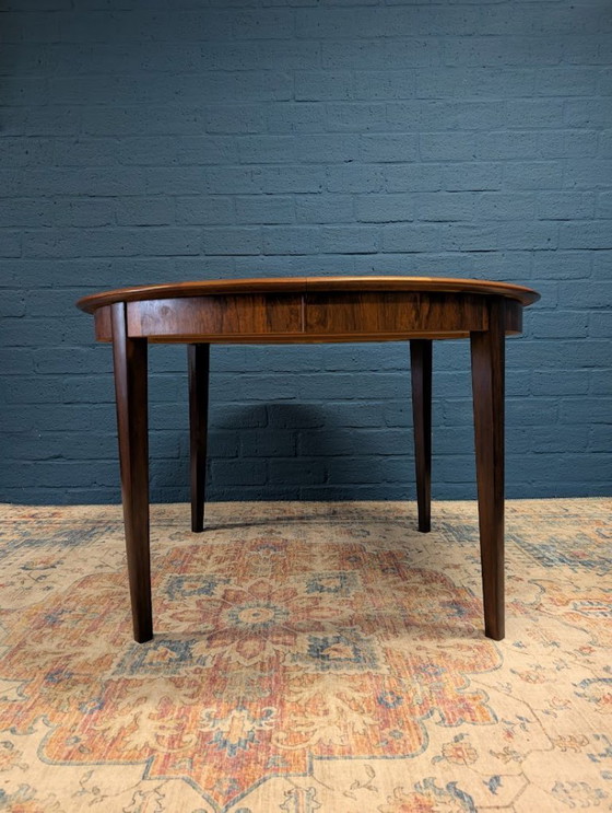 Image 1 of Table de salle à manger ronde extensible vintage, en palissandre, années 1960