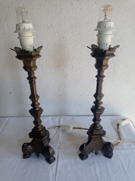 Lamps - Bronze - Transformed Candelabras – Table lamps, Textile (photo 8 of 38)