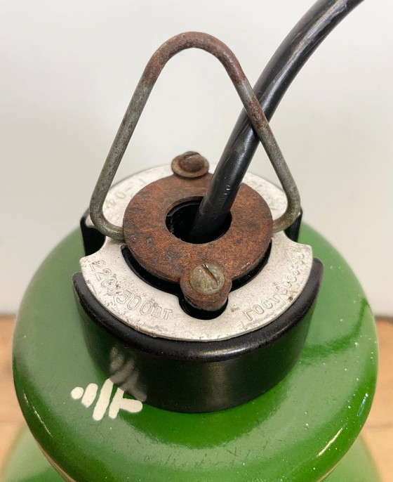 Image 1 of Industrial Soviet Green Enamel Pendant Lamp, 1960s