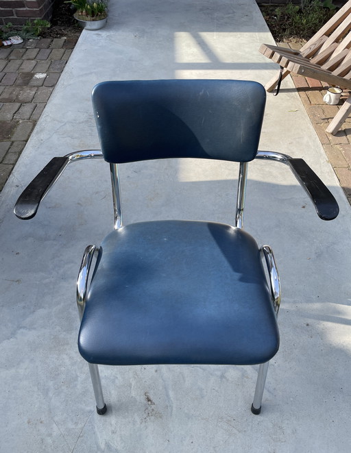 Vintage chrome tubular frame chair Brabantia Gispen style