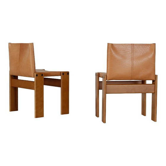 Image 1 of 6x buffalo leather monk chairs by Afra and Tobia Scarpa for Molteni, Italy, 1973