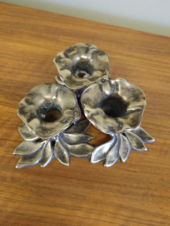 Image 1 of Bougeoir Vintage en laiton Art Nouveau Candlestick