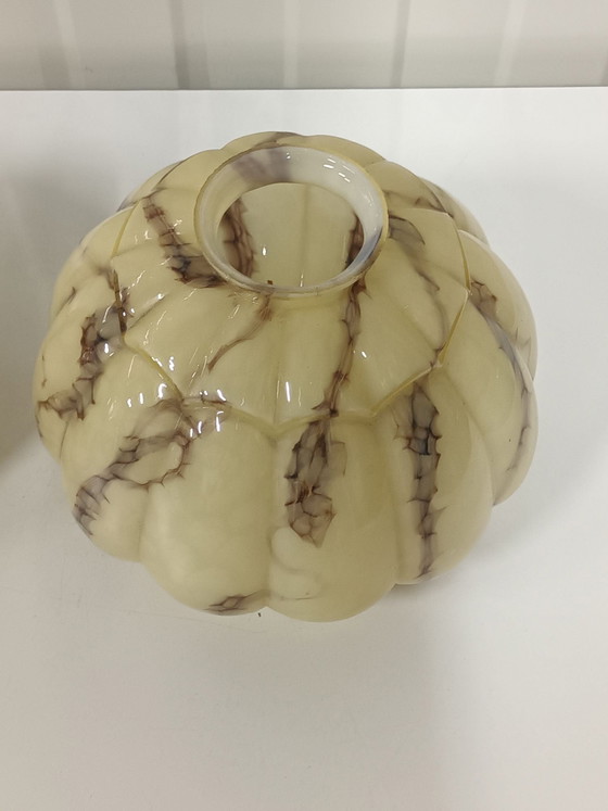 5x Art Deco Lampshades, Marbled Glass (1920s/1930s), Pendant lamps, Brown (photo 5 of 7)