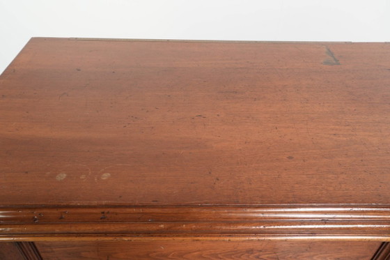Image 1 of Large antique English shop counter/fabric counter from the 19th century with a luxurious appearance and brass rulers in the top.