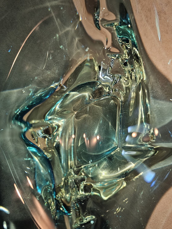 Image 1 of Coupe en turquoise du Val Saint Lambert.