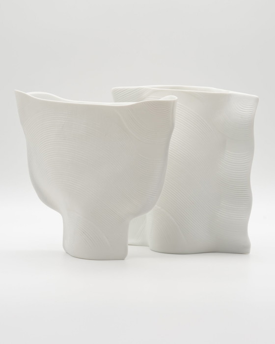 Image 1 of Art Vase Duo Rosenthal Studio Line Design Johan van Loon Fine Porcelain 80s 18cm