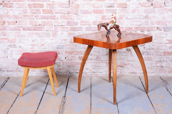 Originele Mid-Century Kruk, Bekleding, Beuken, Slowakije, jaren 60 – Západoslovenské nábytkárske závody (photo 7 of 7)