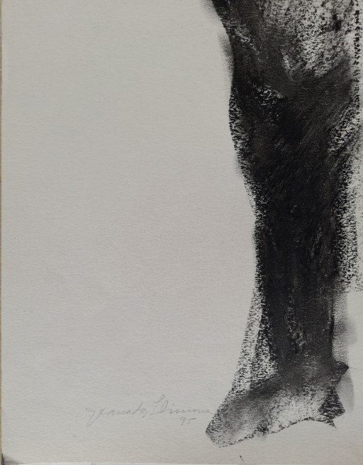 Joan Granados Llimona - Disegno originale "Donna in piedi nella natura".
