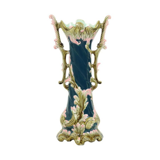 Image 1 of Antieke Blauwe Art Nouveau Vaas Rococo Stijl