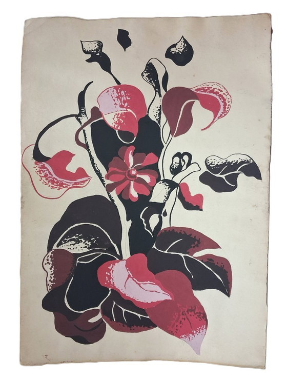 Image 1 of Vintage aquarel schilderij 50x35 cm, oningelijst