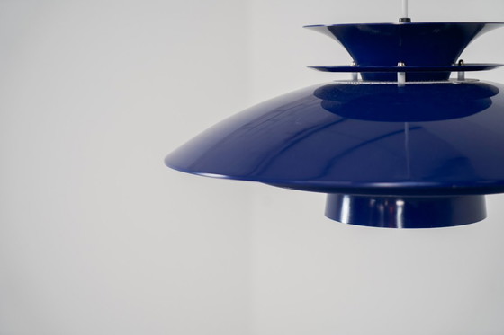 Image 1 of Elegante blauwe hanglamp van Belux (Denemarken, jaren 80).
