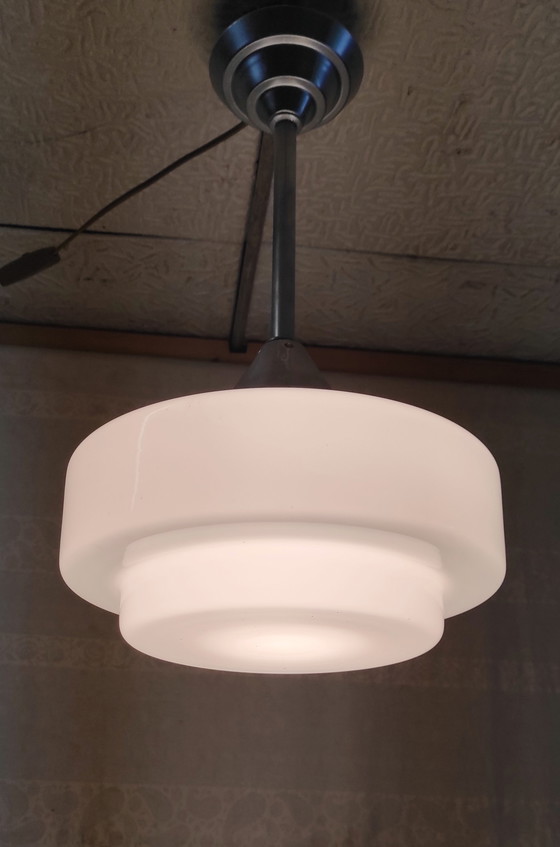 Image 1 of Suspension style Bauhaus globe opaline XL - années 30/40