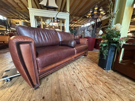 Art-Deco-Sofa mit Nackenstütze von Mol & Geurts aus Leder