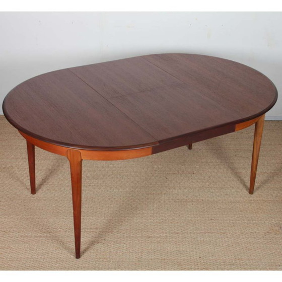 Image 1 of Extendable round teak dining table, Scandinavian design, 1960