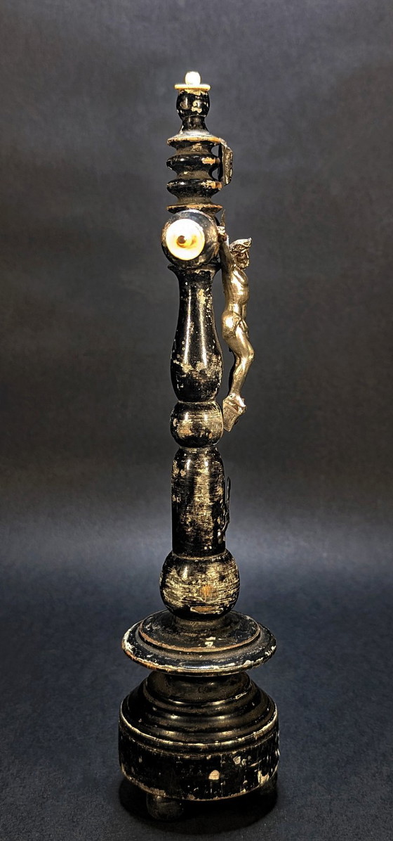 Antico Crocifisso Patinato in Legno Ebanizzato – XIX Secolo – Oggetti decorativi, Metal, Wood (photo 2 of 7)