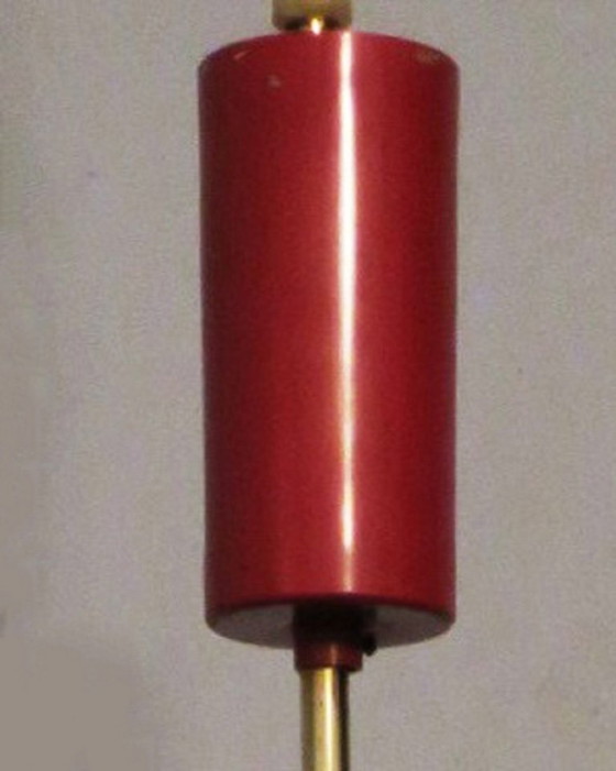 Image 1 of Kleine kroonluchter van messing en opaalglas uit Italië, Stilnovo-periode 1950.