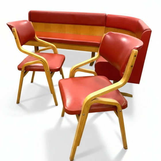 Image 1 of Mid-Century Retro Vintage Ludvík Volák Bench & 2 Chairs, 1970s