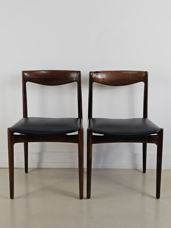 Image 1 of 4x sedie da pranzo vintage in palissandro con skai nero