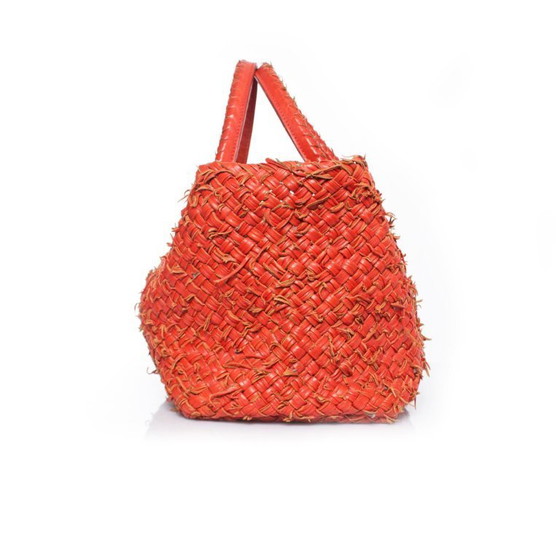 Image 1 of Bottega Veneta, Red cabas tote with pouch