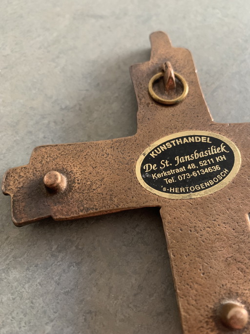 Vintage Brutalist Bronze Cross