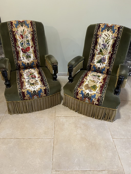 Coppia di poltrone in velluto