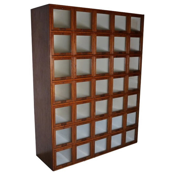 Image 1 of Antique large Dutch oak haberdashery cabinet with hinged doors, 1920s/30s