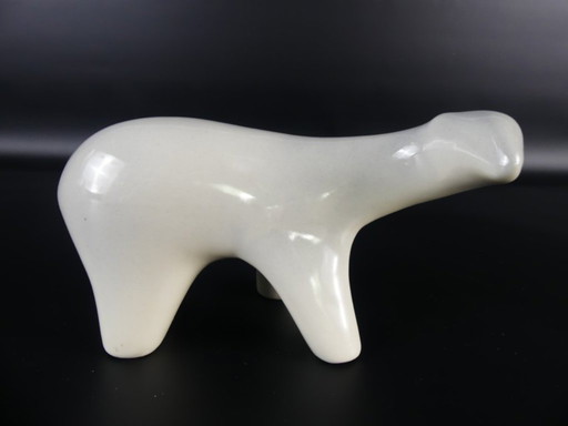 Polar bear Chodziez / Cmielow beautiful sculpture New Look period (1950s/60s) Poland